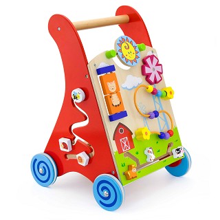 Viga Toys - Chariot à pousser - multi activités - rouge